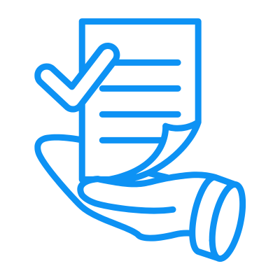 Hand holding document with checkmark